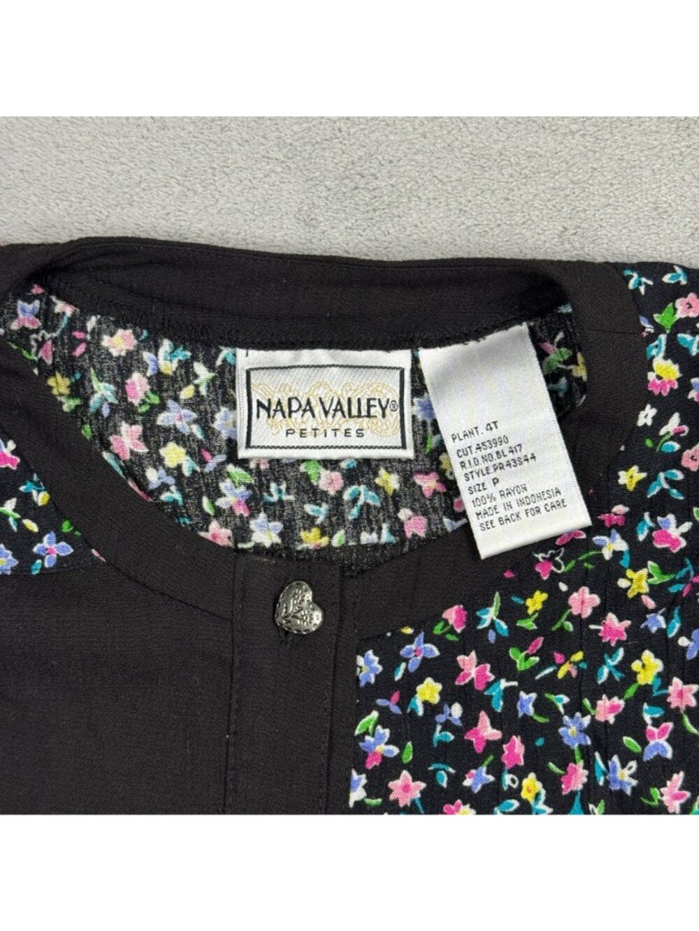Y2K Floral Beaded Patchwork Cottagecore Button Blouse Grandma Chic Rayon Shirt - Picture 4 of 9